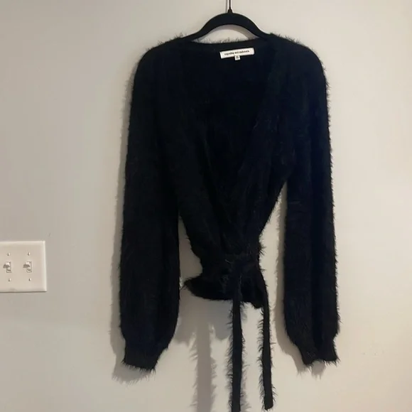 Cupcake and Cashmere Gigi Fluffy Wrap Sweater in Black 💕 - Picture 3 of 6